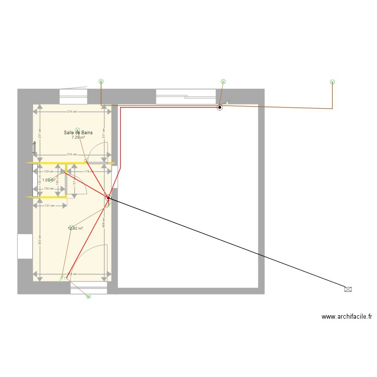 Circuits lumière Hall Salle de bains WC Terrasse. Plan de 0 pièce et 0 m2