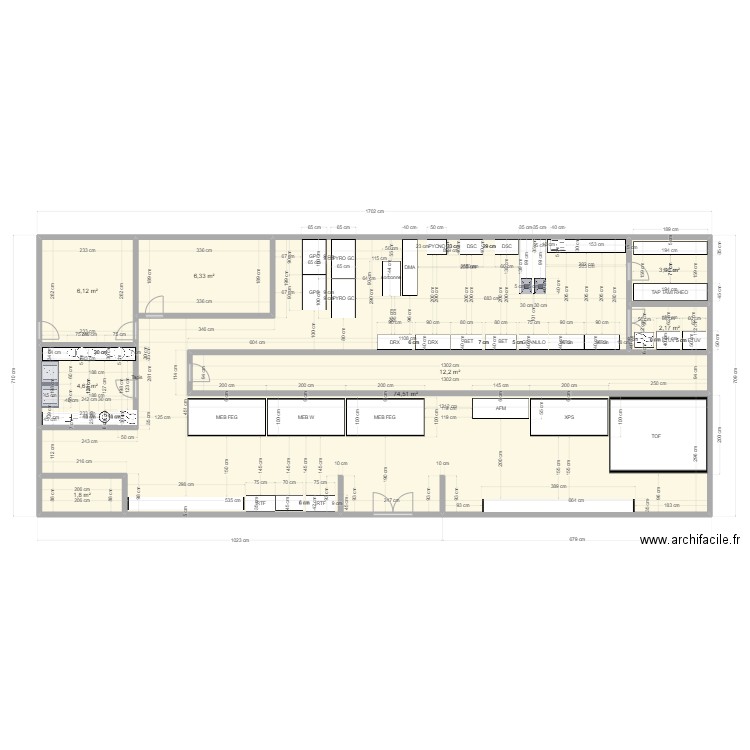 EMateriaux. Plan de 8 pièces et 111 m2