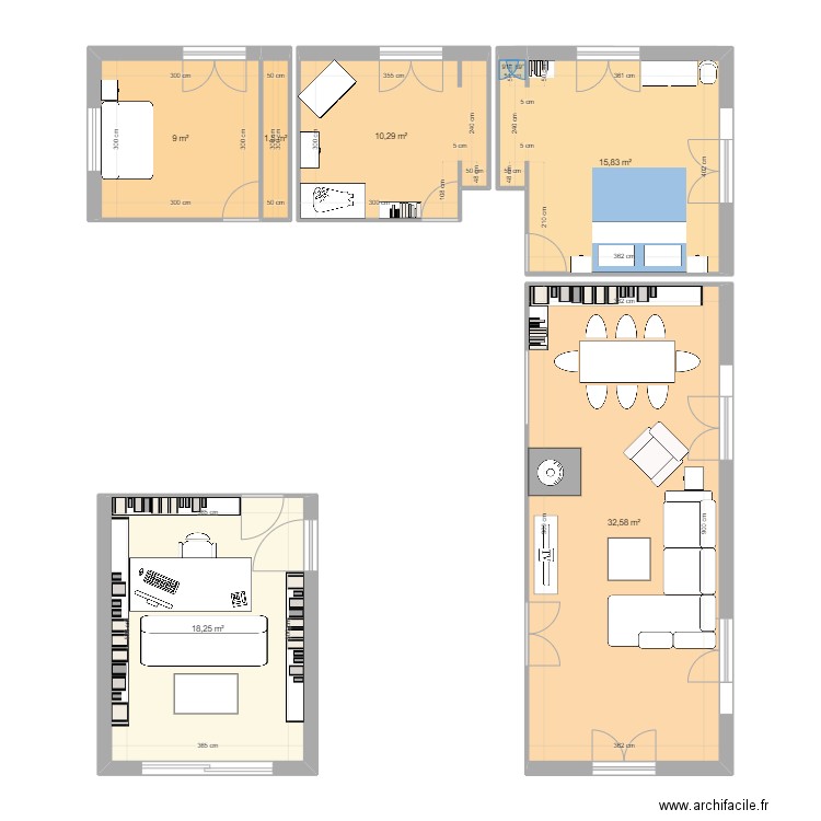 DOUZAAAAAAT meuble. Plan de 6 pièces et 87 m2