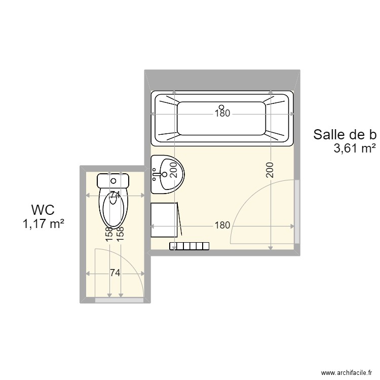 FRECON. Plan de 13 pièces et 75 m2