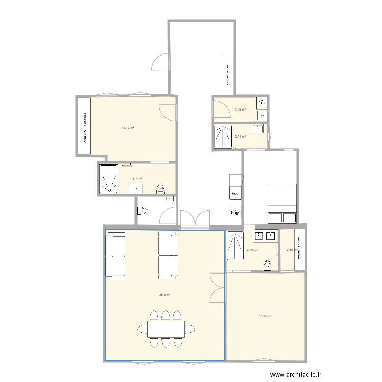 Szent istvan 17 V2 Without. Plan de 8 pièces et 85 m2