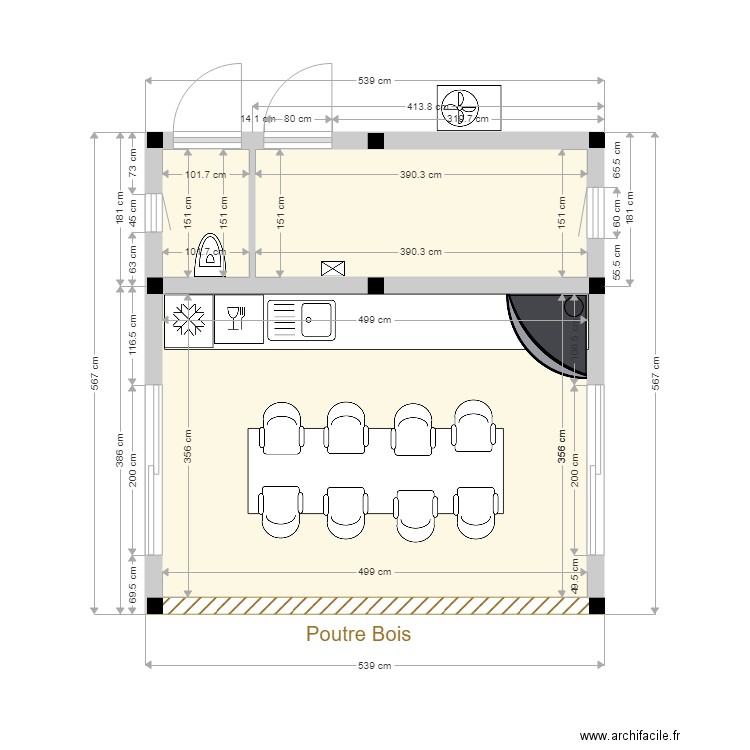 pool house 9. Plan de 3 pièces et 25 m2