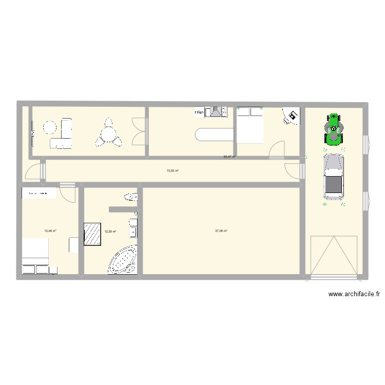 Pavillon. Plan de 5 pièces et 142 m2