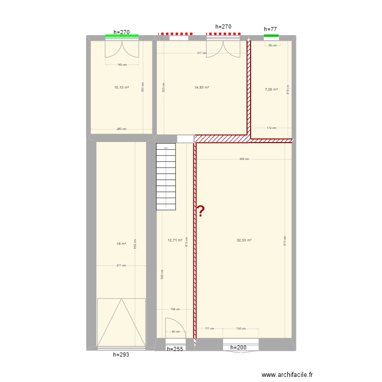 BE-RDC_INIT. Plan de 6 pièces et 95 m2