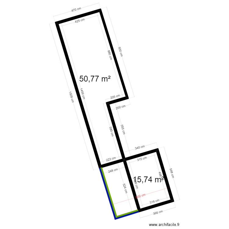 maison 1. Plan de 2 pièces et 67 m2