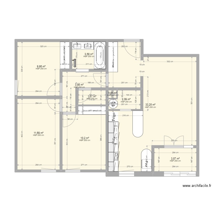 appart michèle. Plan de 10 pièces et 80 m2