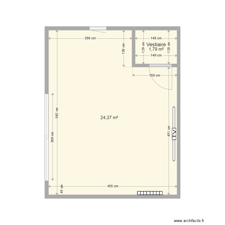 degreve plan découpe. Plan de 2 pièces et 26 m2