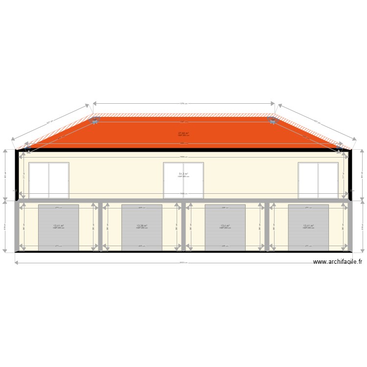façade Sud. Plan de 0 pièce et 0 m2