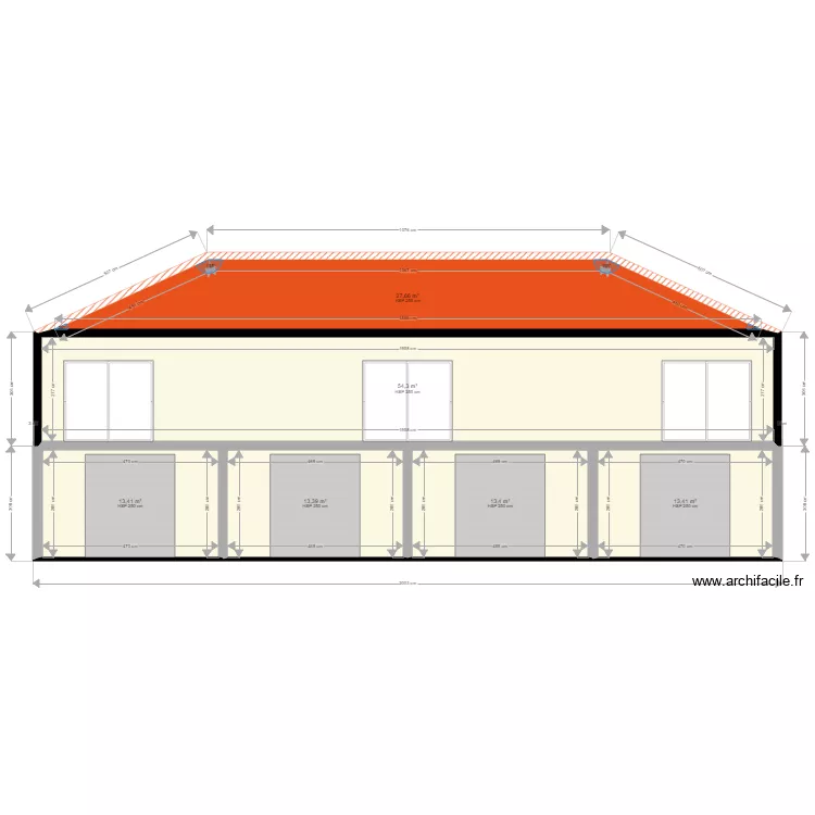 fa&ccedil;ade Sud. Plan de 