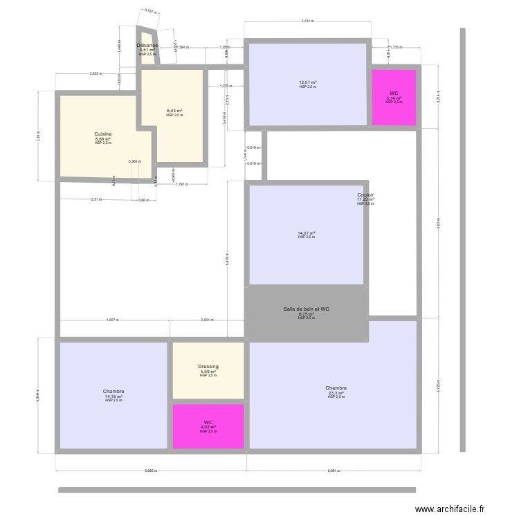 3 chambres cix. Plan de 0 pièce et 0 m2