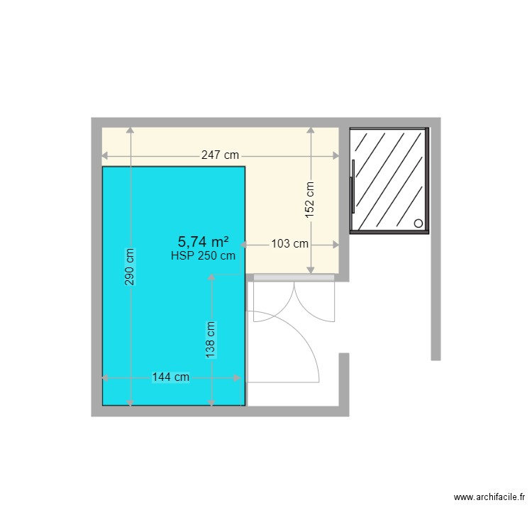 BOITEL 1. Plan de 1 pièce et 6 m2