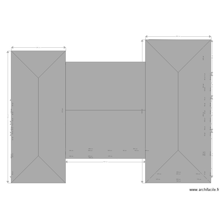 toiture maison en H 3eme version. Plan de 0 pièce et 0 m2