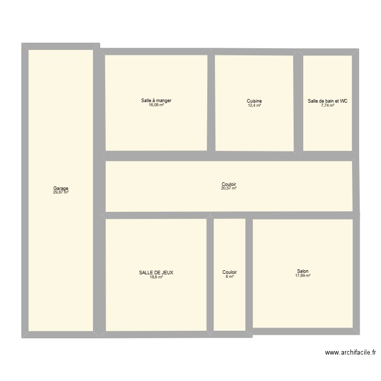 REZ DE CHAUSSEE. Plan de 8 pièces et 129 m2