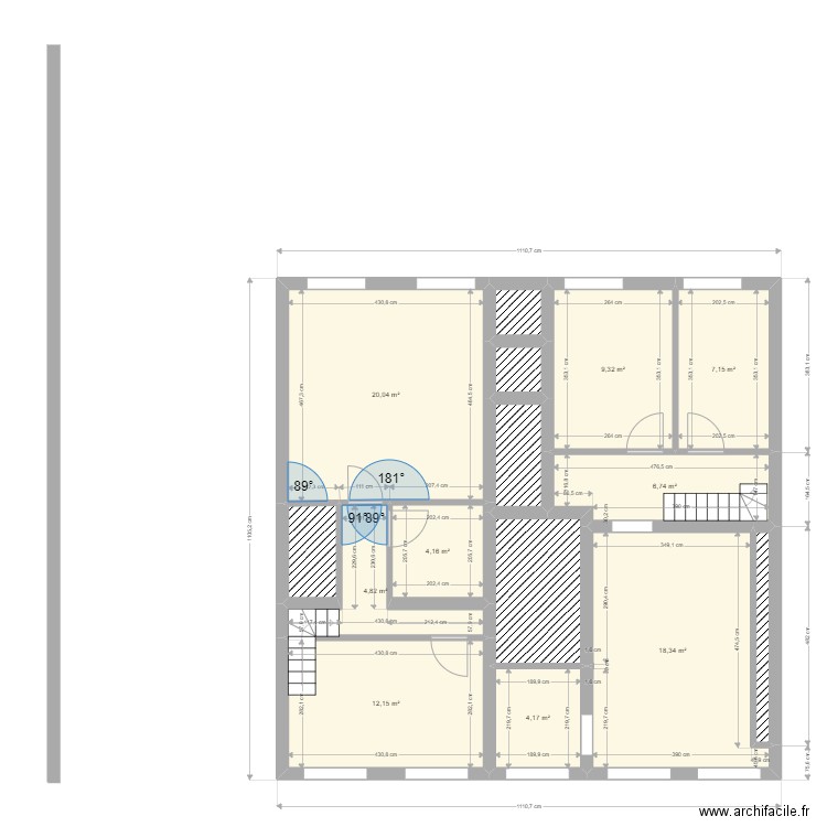Projet Fleurus 2 Etage. Plan de 15 pièces et 101 m2