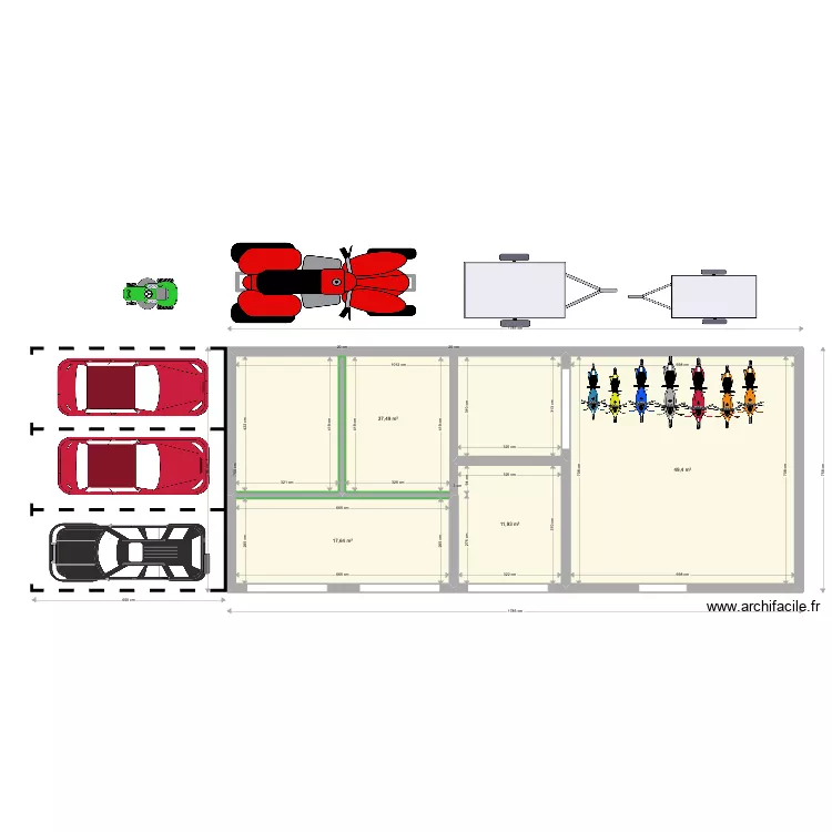 carport avec boxes. Plan de 