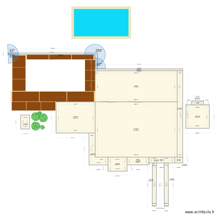 espace exterieur bis. Plan de 16 pièces et 182 m2