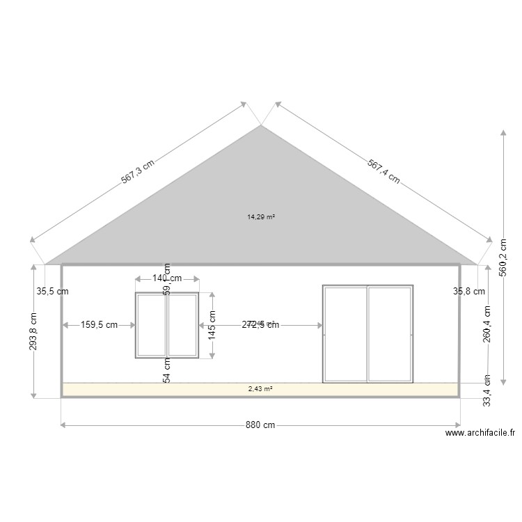 Plan facade Ouest. Plan de 0 pièce et 0 m2