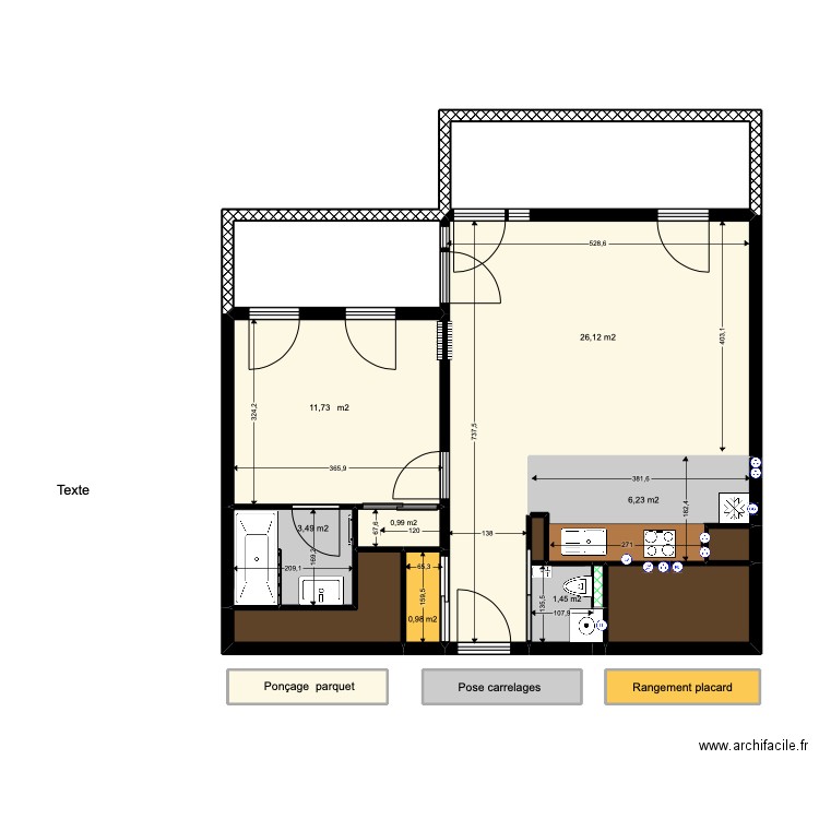 PLAN PROJET*. Plan de 18 pièces et 76 m2