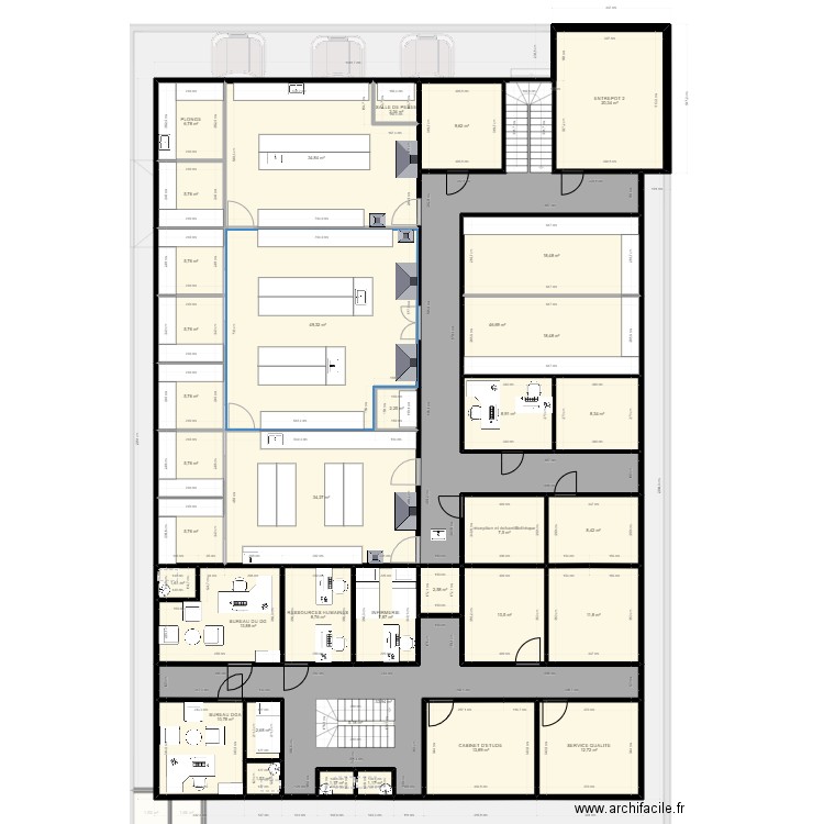 plan labo 1. Plan de 106 pièces et 2661 m2