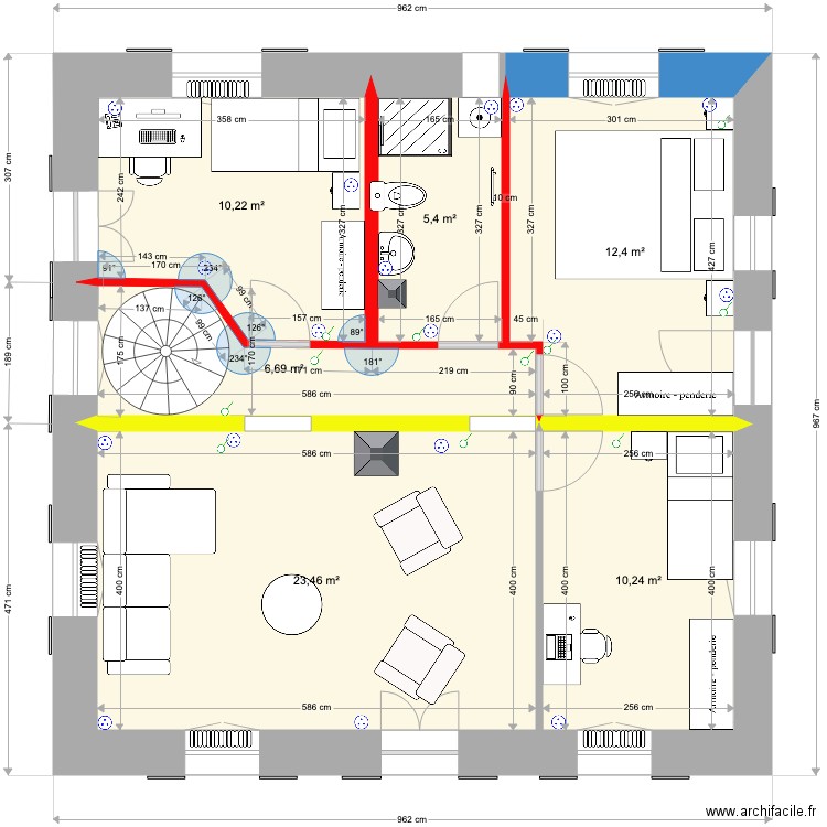 1er étage pour Emplacement escalier. Plan de 0 pièce et 0 m2