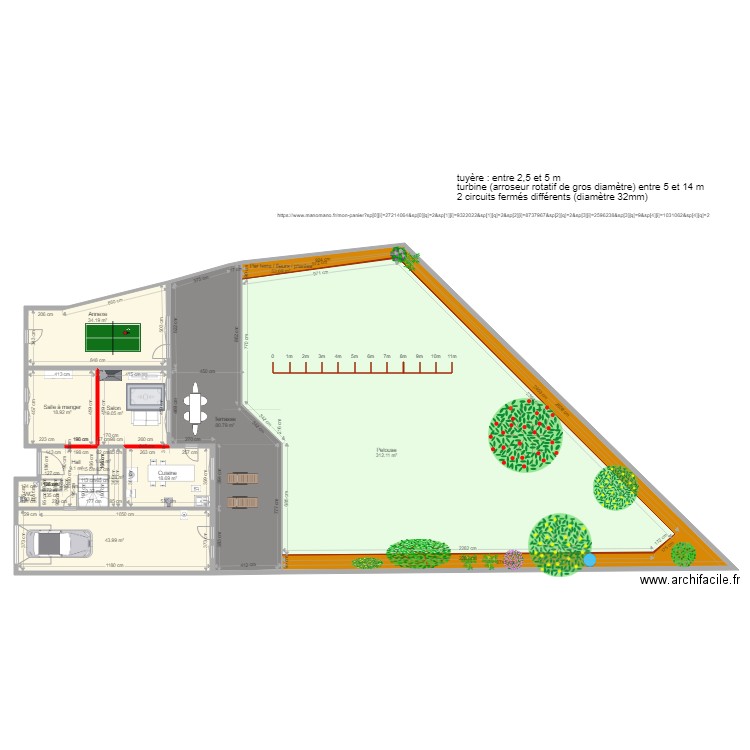 Terrain Maison Jardin. Plan de 14 pièces et 601 m2