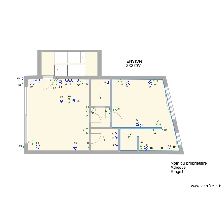 ET1:1. Plan de 6 pièces et 38 m2