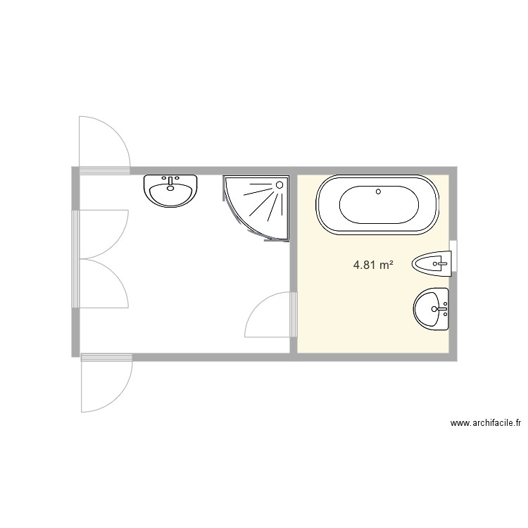 Salle de bain Aigues vives état actuel . Plan de 0 pièce et 0 m2