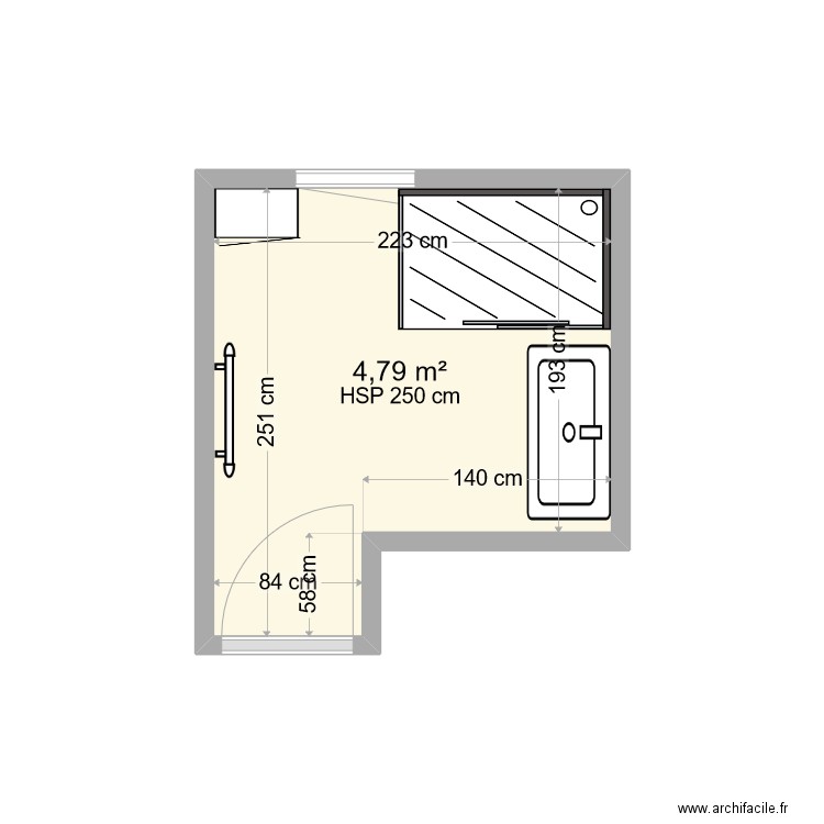 Quentin nouveau. Plan de 1 pièce et 5 m2