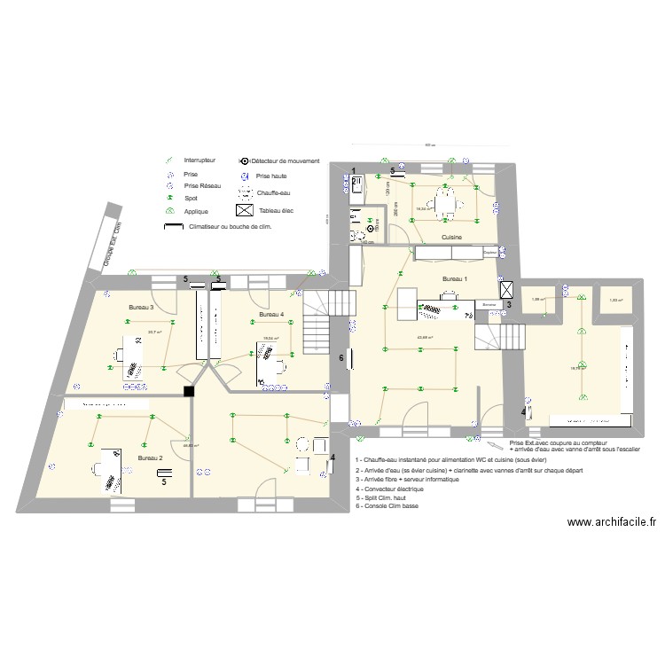 V05-05-2023 Elec. Plan de 14 pièces et 310 m2