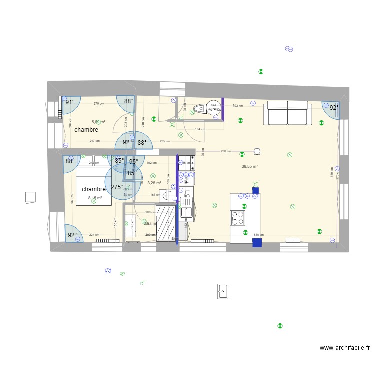 divonne fini. Plan de 5 pièces et 59 m2