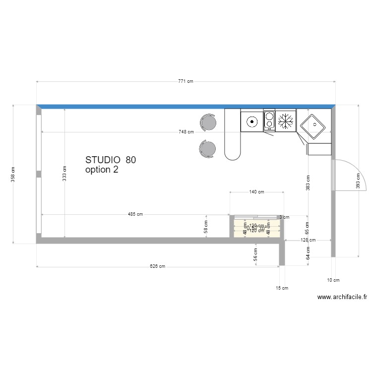 cuisine studiante option 2. Plan de 0 pièce et 0 m2