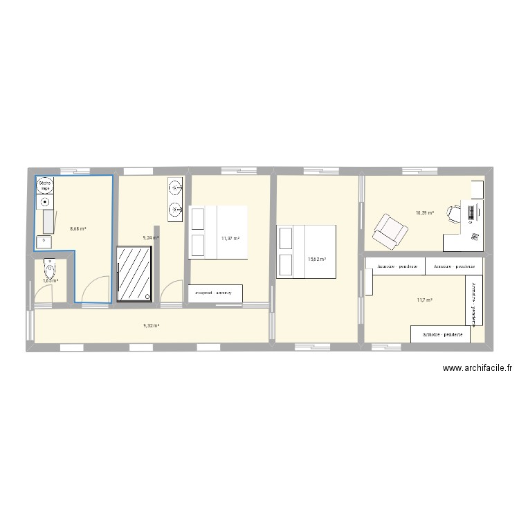 Côté chambre . Plan de 0 pièce et 0 m2