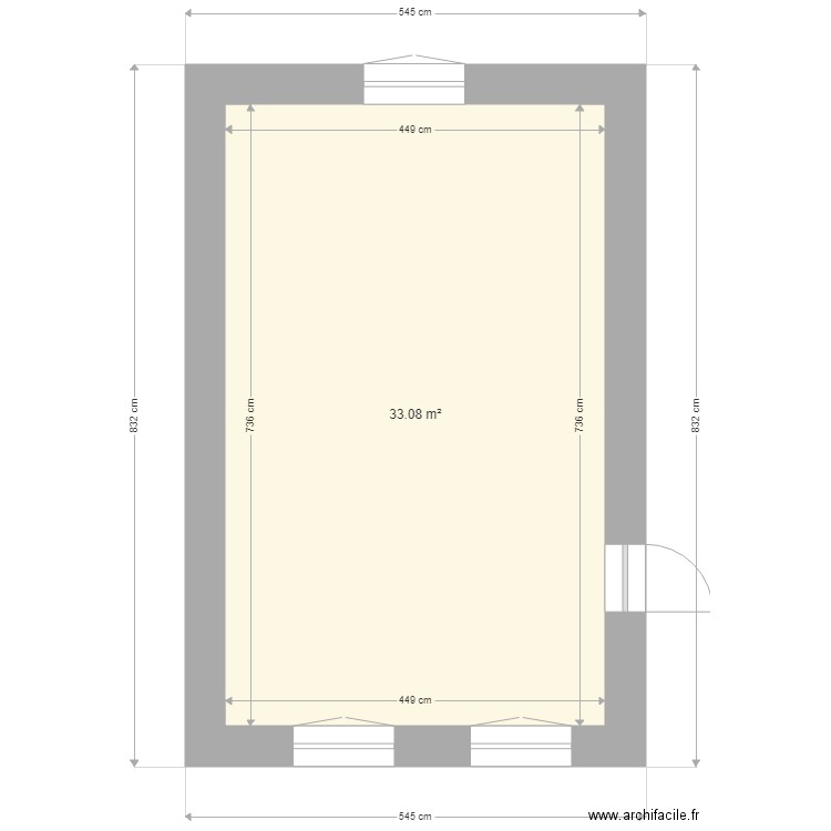 F2 rdc cote garage1. Plan de 1 pièce et 33 m2