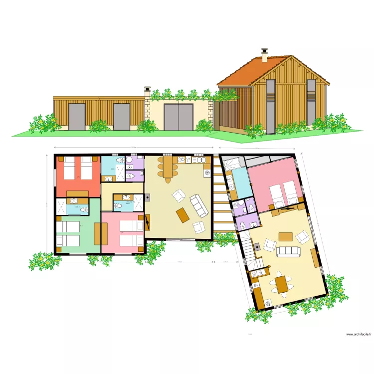 Hangar 2 app RC et face SUD. Plan de 
