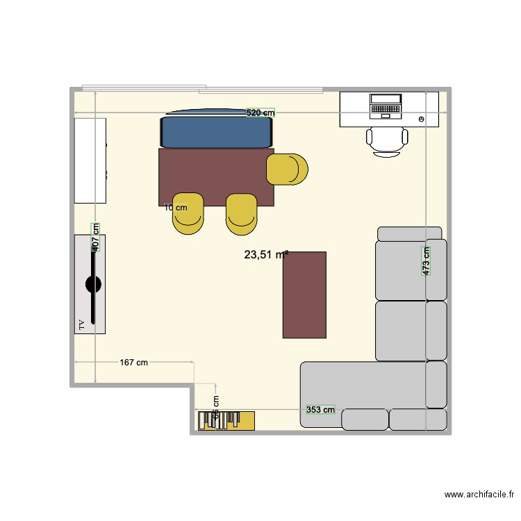 Salon #9. Plan de 1 pièce et 24 m2