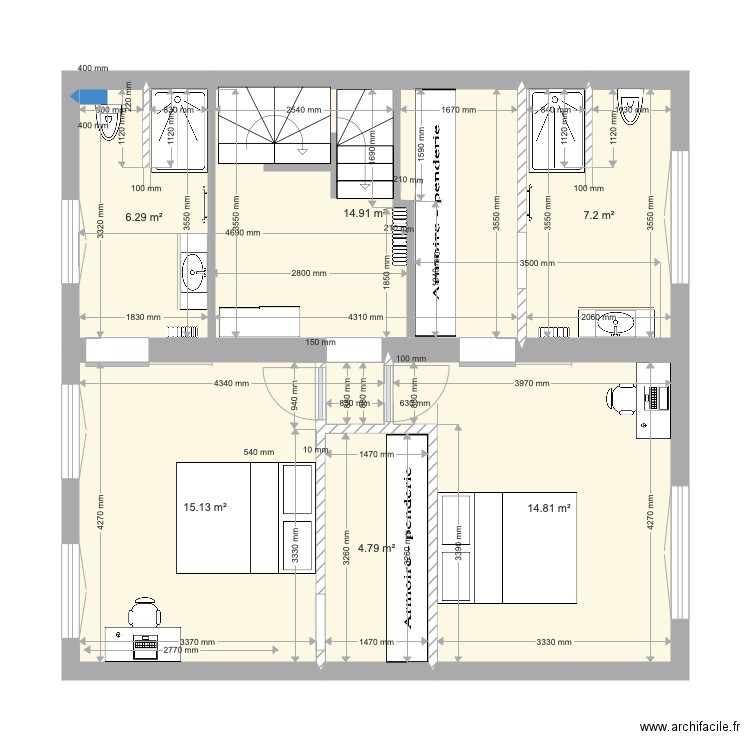 102 Etage 1 version 2. Plan de 0 pièce et 0 m2