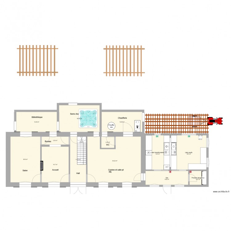 Osmanville Après extension ss ter. Plan de 0 pièce et 0 m2