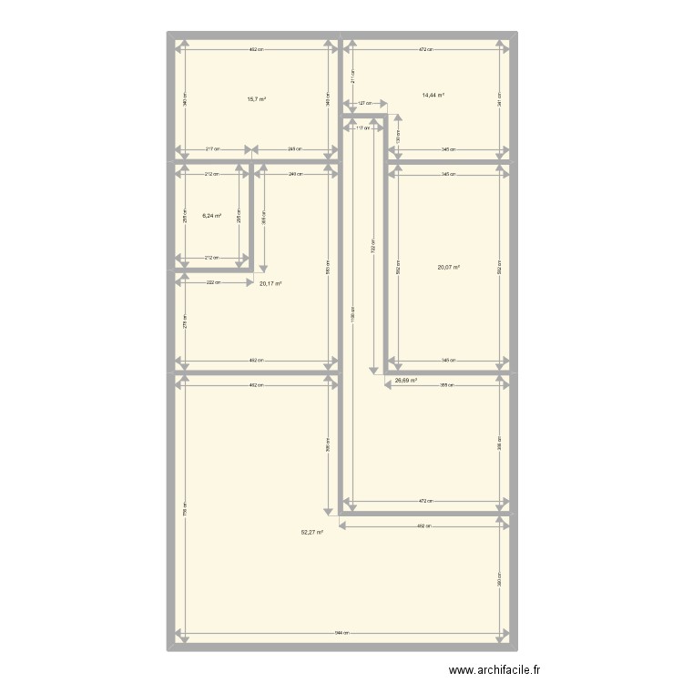 BI 8889. Plan de 7 pièces et 156 m2