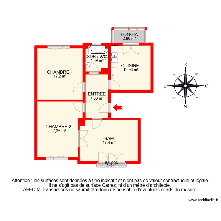 BI 11051 . Plan de 9 pièces et 80 m2