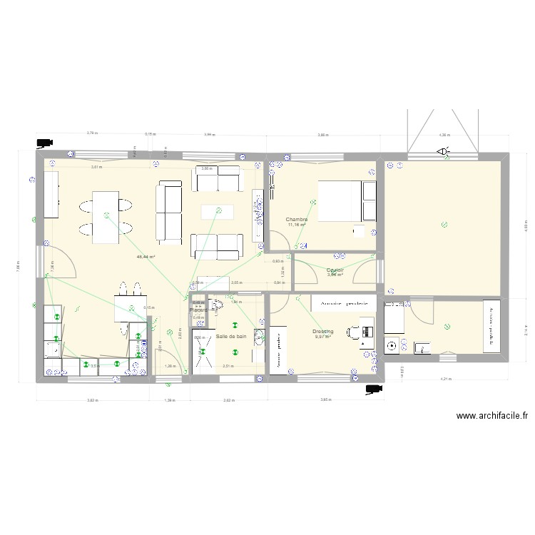 Plan Eton Aménagé. Plan de 8 pièces et 106 m2