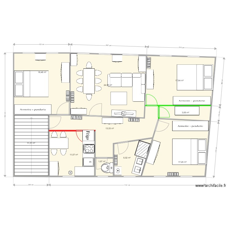 Plan Colocation Immeuble Coutances. Plan de 0 pièce et 0 m2