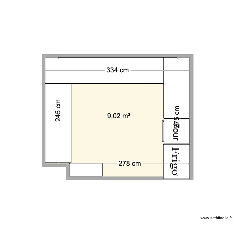 CUISINE 65 FOCH. Plan de 1 pièce et 9 m2