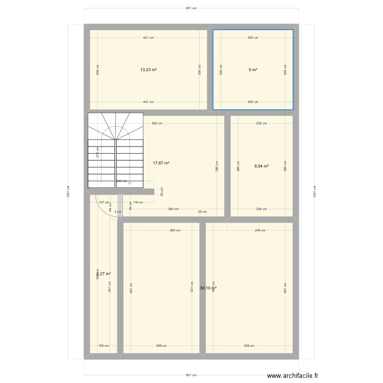 8x12.5. Plan de 6 pièces et 85 m2