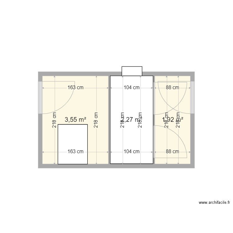 chalet chenoise. Plan de 3 pièces et 8 m2