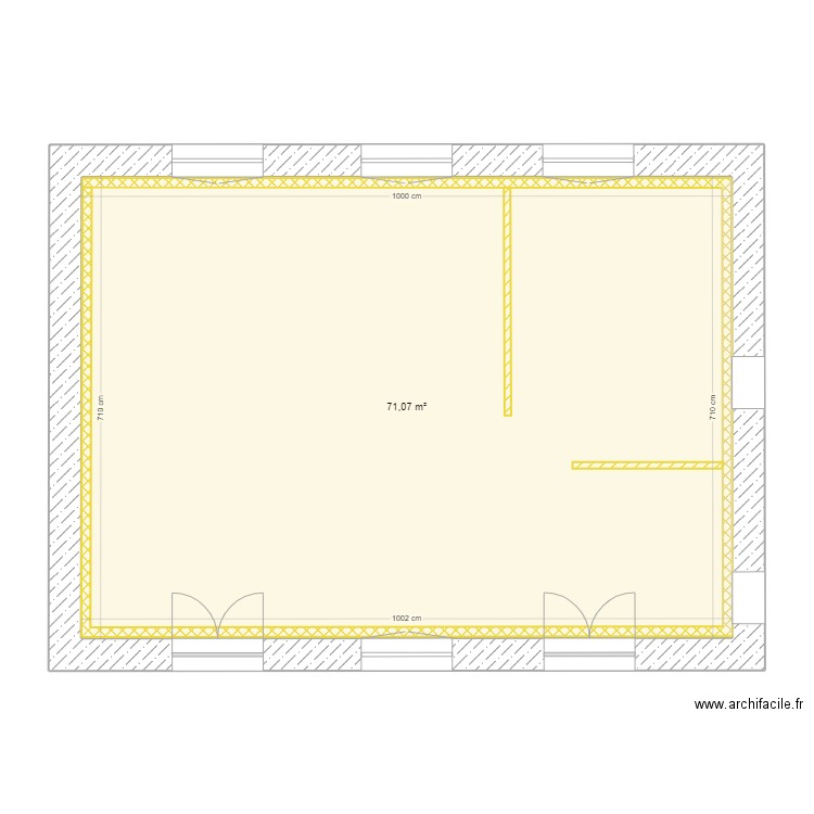 Plan S-S-C changement de destination-2. Plan de 1 pièce et 71 m2