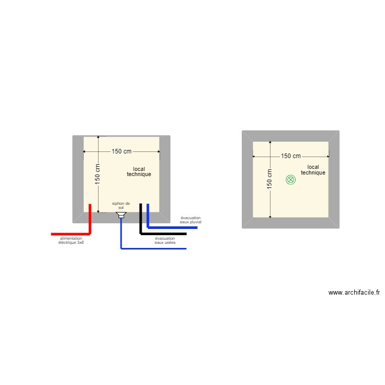 local. Plan de 2 pièces et 5 m2