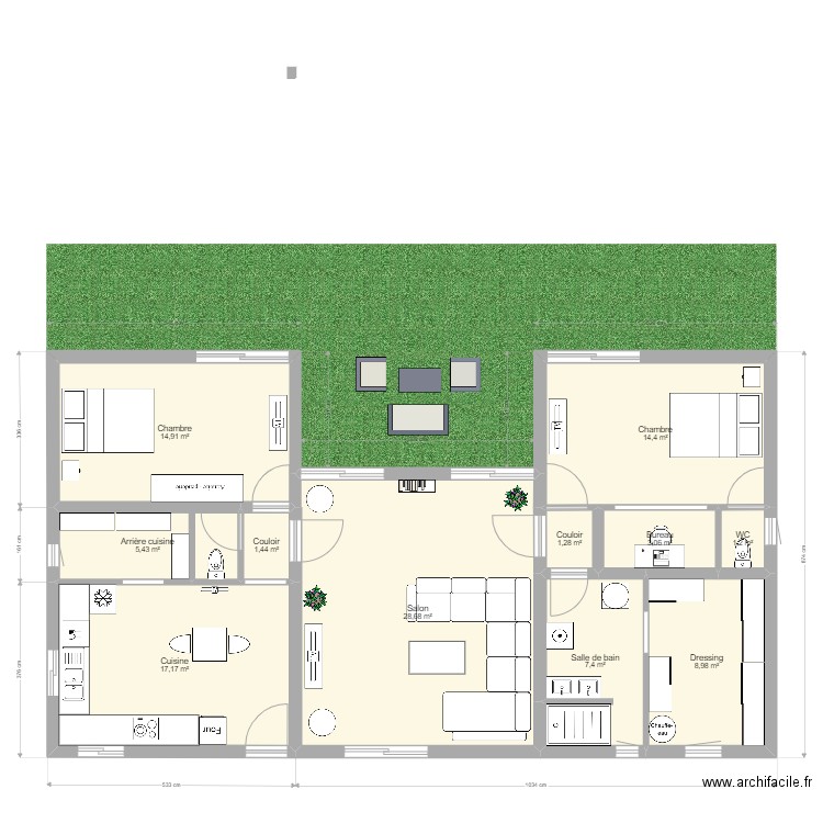 plain pied 2. Plan de 11 pièces et 104 m2