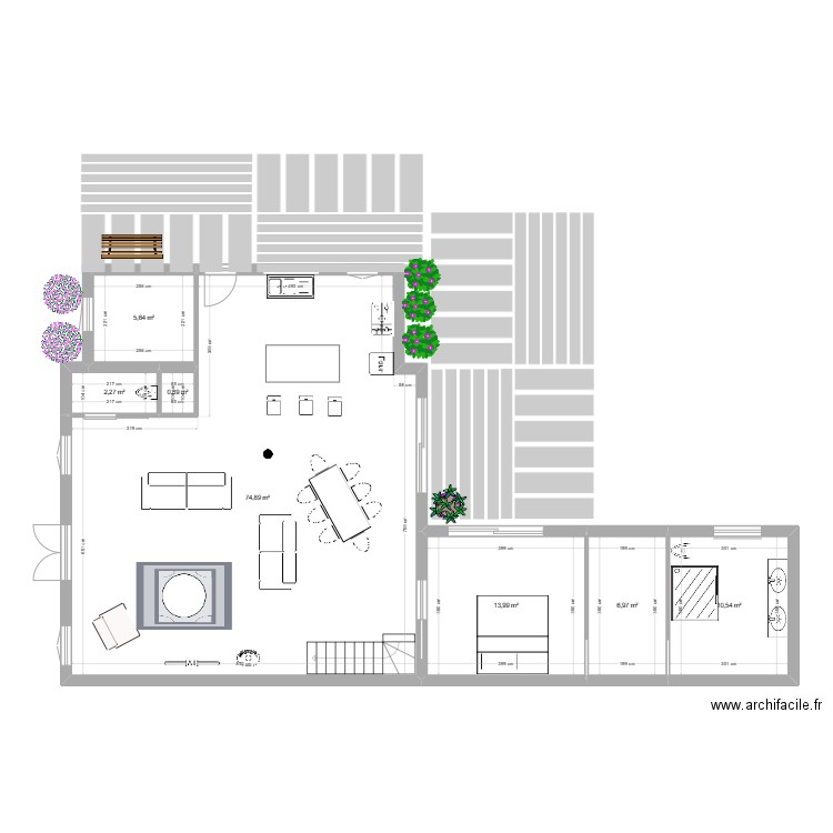 GASTES . Plan de 7 pièces et 115 m2