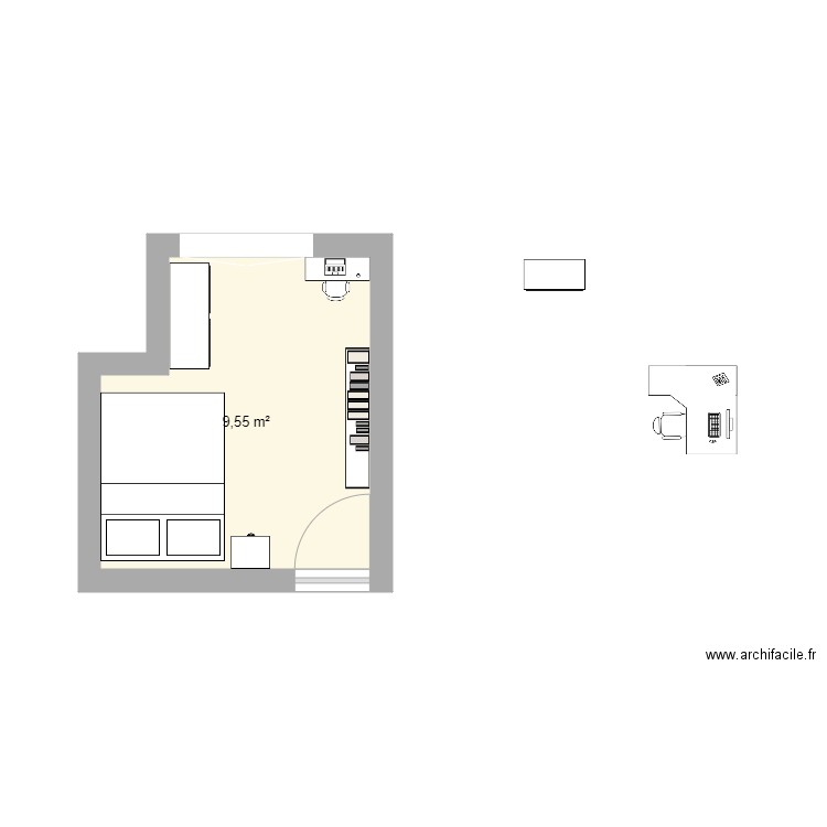 bureau 1. Plan de 1 pièce et 10 m2