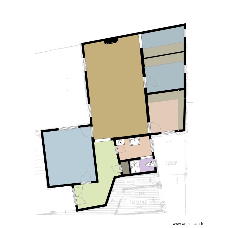 5/7 BALLU. Plan de 14 pièces et 84 m2